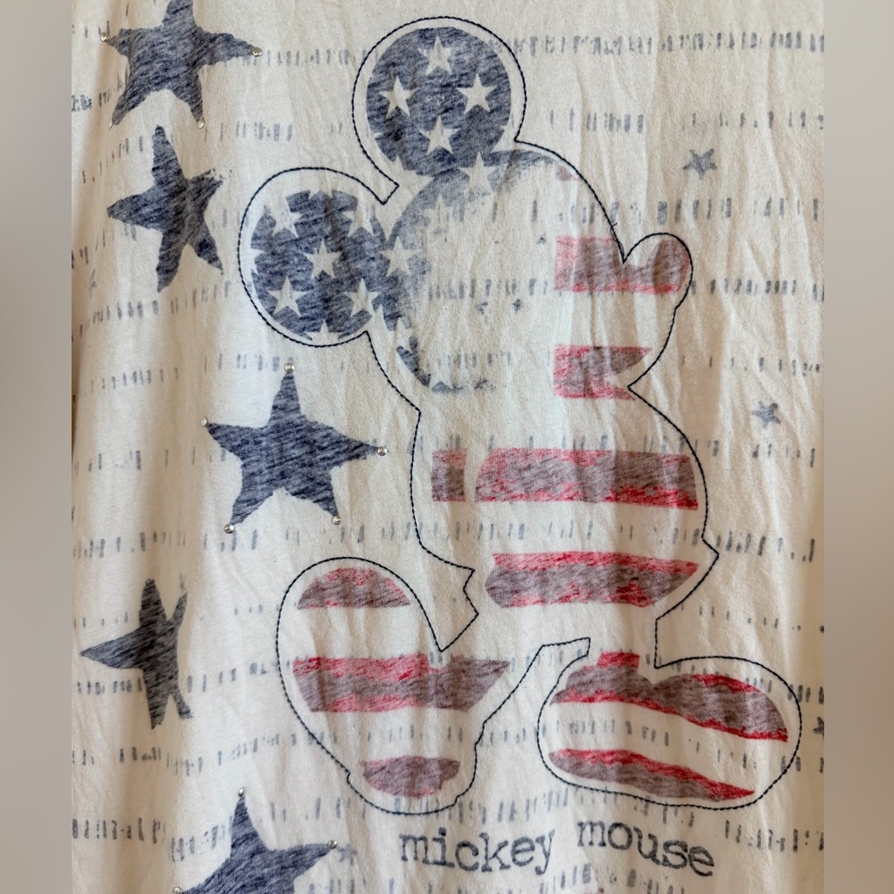 Disney Mickey Mouse Stars T-Shirt - Cream and Blue - Picture 2 of 4